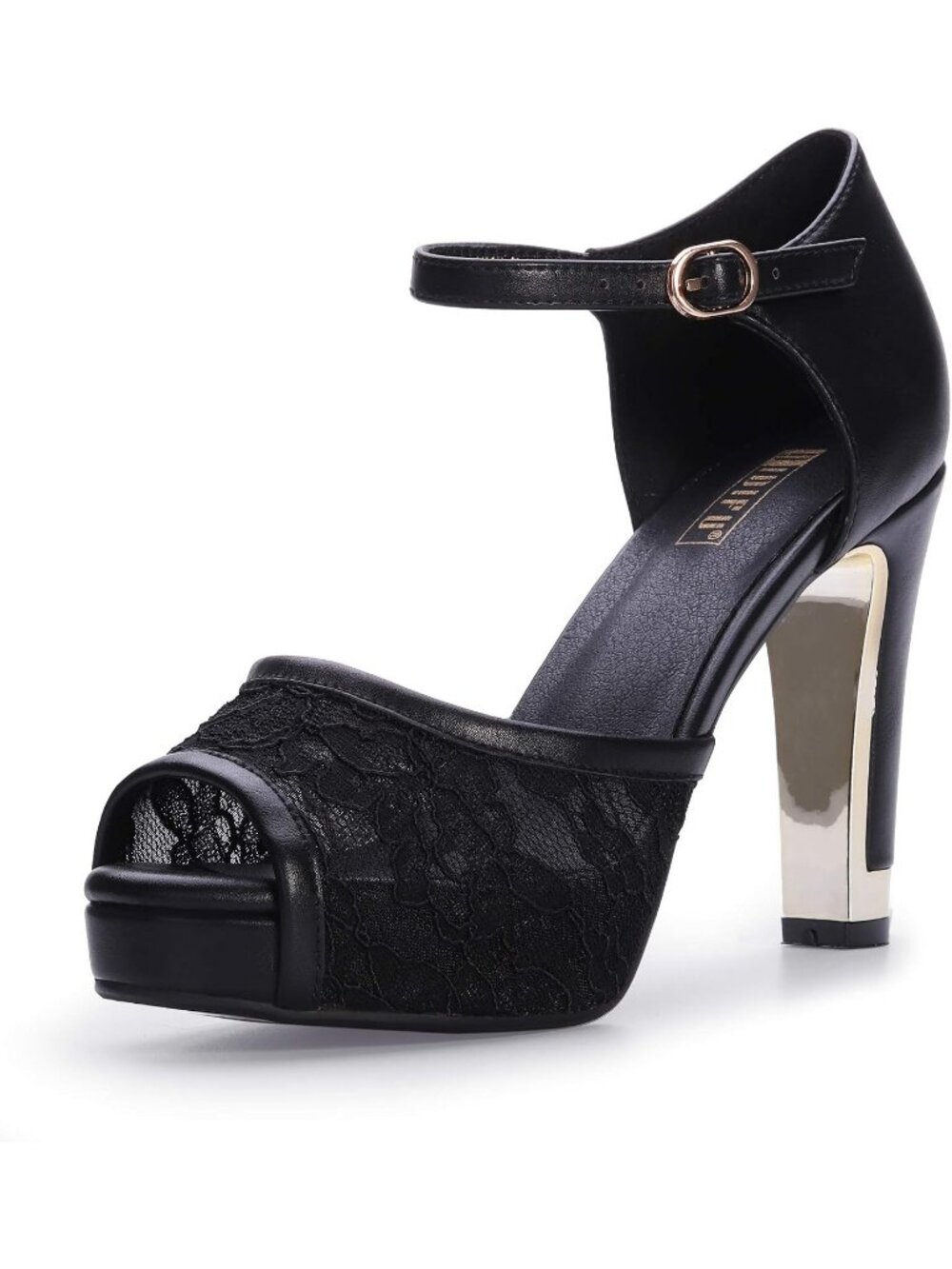 Women's Black Platform Peep Toe Chunky High Heels Party Sandals Wedding Shoes